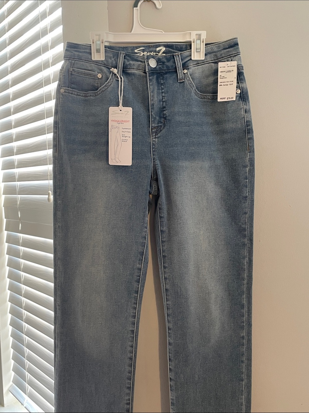 Seven7 Straight Leg High-Rise Jeans - Light Blue Wash